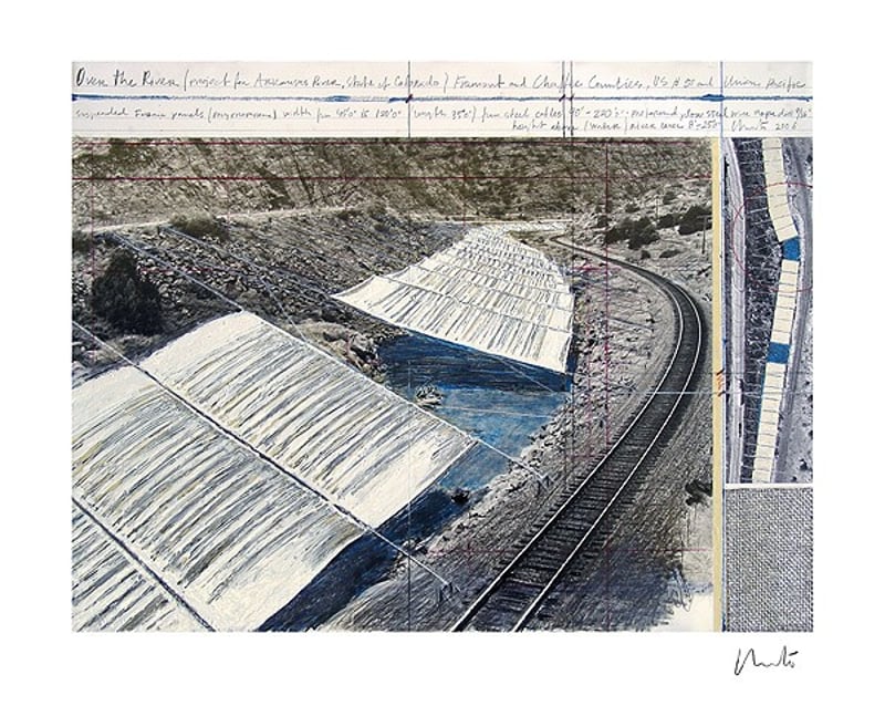 Javacheff Christo – Over The Arkansas River, Project A, 1992/2017 – Litografía Javacheff Christo – Over The Arkansas River, Project A, 1992/2017 – Litografía