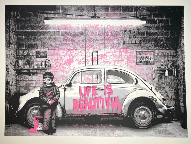 Mr. Brainwash – VW Beetle Pink, 2020 – Siebdruck Mr. Brainwash – VW Beetle Pink, 2020 – Siebdruck