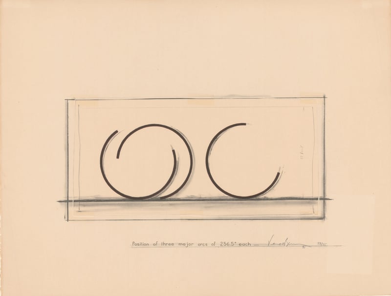 Bernar Venet – Position of three major arcs of 265.5° each, 1981 – Gemengde techniek. Bernar Venet – Position of three major arcs of 265.5° each, 1981 – Gemengde techniek.