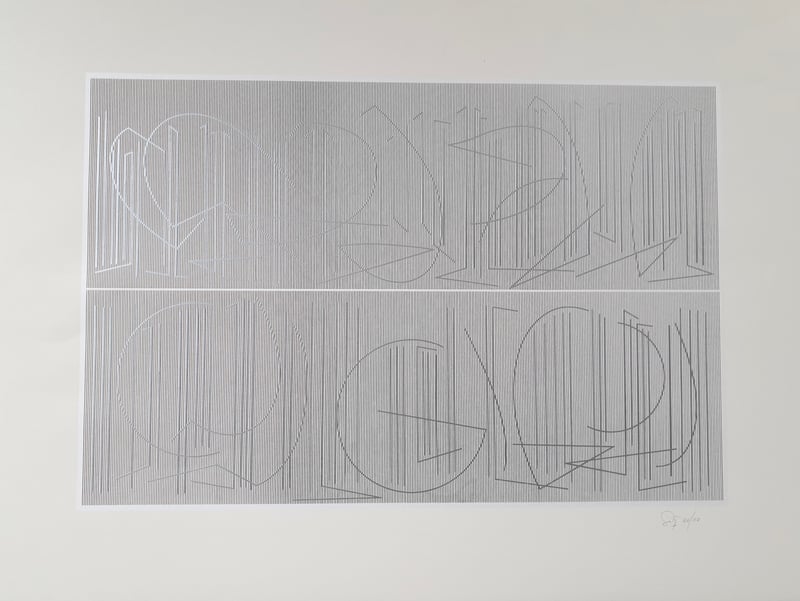 Rafael Jesus Soto – Untitled (Silver Lines) – Screen-print