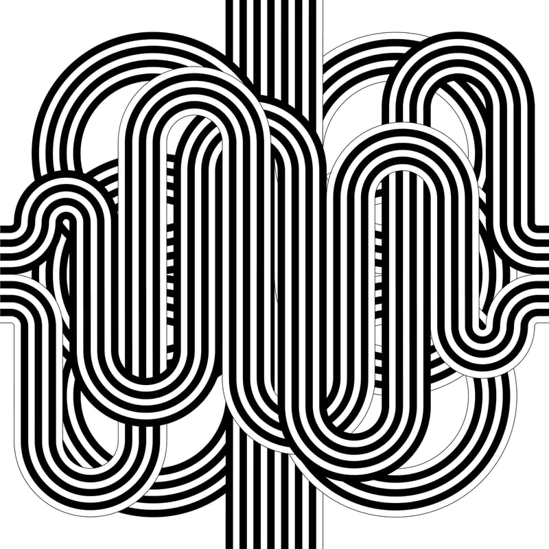 Julio Le Parc – Larga marcha, 4 bifurcaciones, 8 (black and white), 2021 – Lithographie