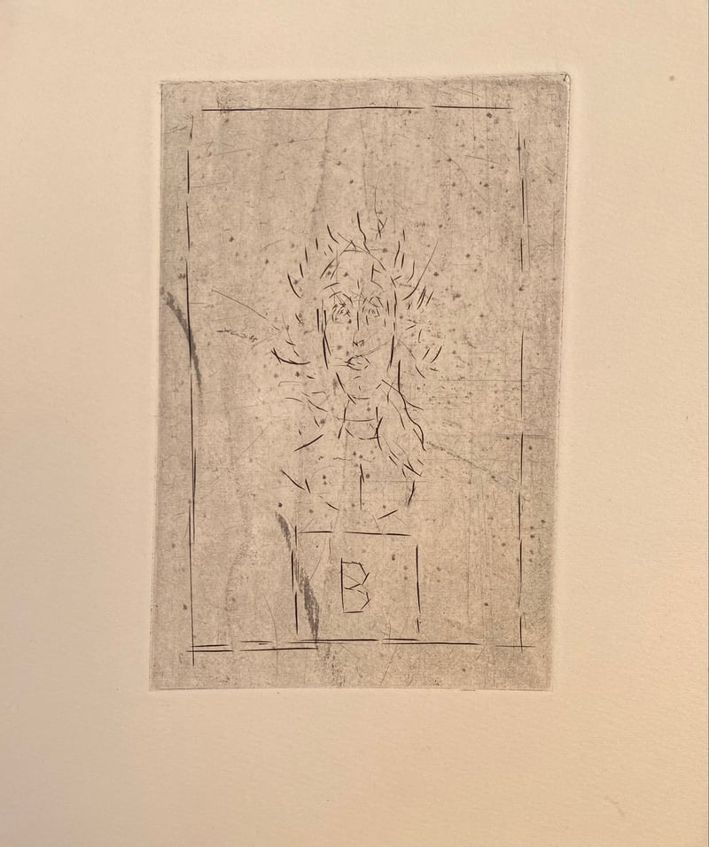 Alberto Giacometti – Tete de B sur socle I, 1947 – Etching Alberto Giacometti – Tete de B sur socle I, 1947 – Etching