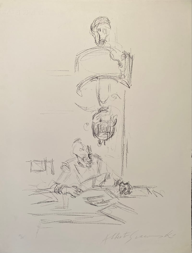 Alberto Giacometti – La mère de l'artiste lisant sous la lampe à Stampa II, 1963 – Lithograph Alberto Giacometti – La mère de l'artiste lisant sous la lampe à Stampa II, 1963 – Lithograph