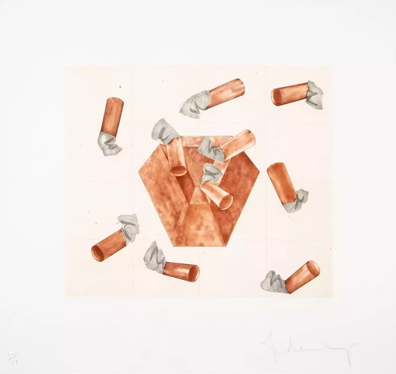 Claes Oldenburg – Study for Steel and Lead Ashtray, 1976 – Gravure à l'eau-forte Claes Oldenburg – Study for Steel and Lead Ashtray, 1976 – Gravure à l'eau-forte