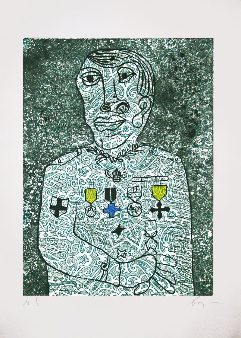 Enrico Baj – Personnage de guerre, 1971 – Gravure