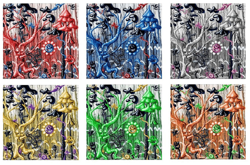 Kenny Scharf – Furungle (Suite of 6), 2021 – Gemengde techniek. Kenny Scharf – Furungle (Suite of 6), 2021 – Gemengde techniek.