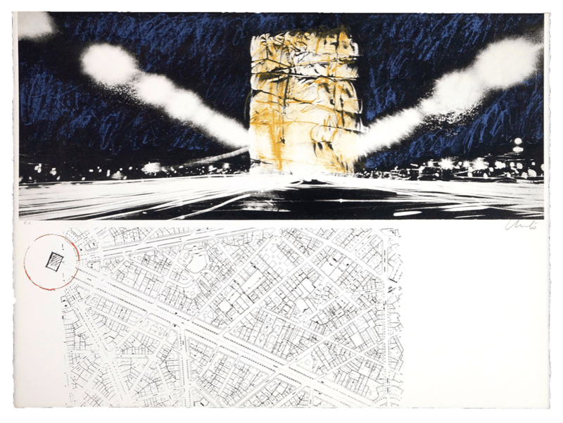 Javacheff Christo – Project for the Arc de Triomphe, Paris, 1970 – Lithographie Javacheff Christo – Project for the Arc de Triomphe, Paris, 1970 – Lithographie