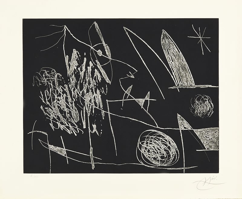 Joan Miró – Serie Mallorca - Negro y blanco VII, 1973 – Gravure à l'eau-forte Joan Miró – Serie Mallorca - Negro y blanco VII, 1973 – Gravure à l'eau-forte