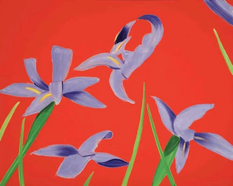 Alex Katz – Purple Irises on Red, 2023 – Archival Print