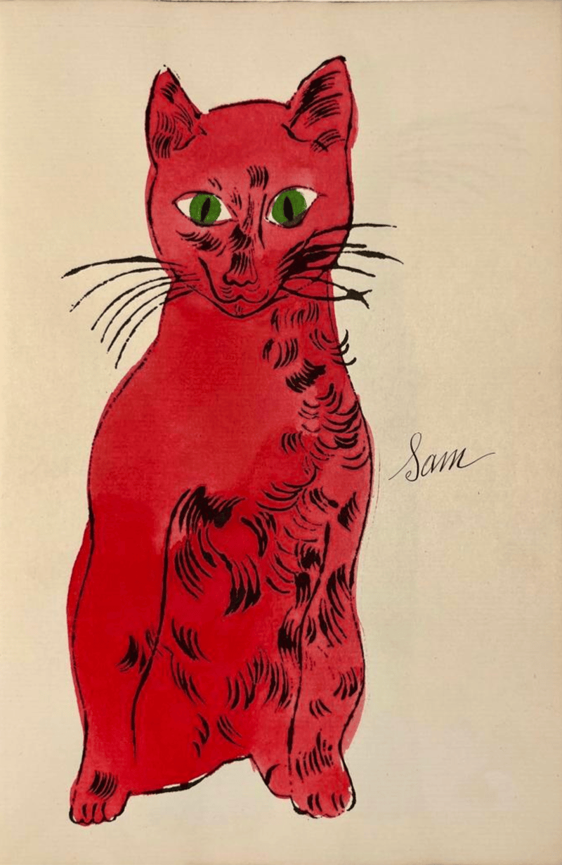 Andy Warhol – 25 Cats Name[d] Sam and One Blue Pussy, IV.53B, ca. 1954 – Mischtechnik