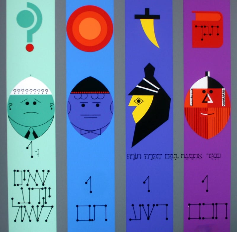 Yaacov Agam – Haggadah – Four Sons, 1985 – Sérigraphie/Silkscreen Yaacov Agam – Haggadah – Four Sons, 1985 – Sérigraphie/Silkscreen