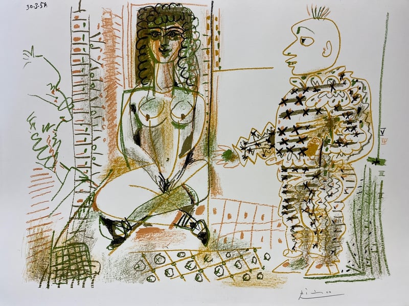 Pablo Picasso – Le peintre et son modele, 1954 – Lithografie Pablo Picasso – Le peintre et son modele, 1954 – Lithografie