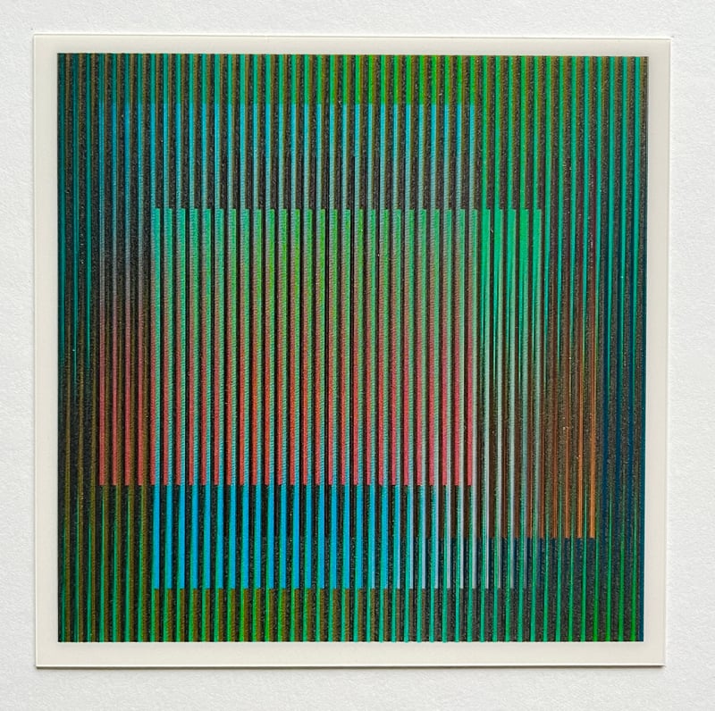 Carlos Cruz-Diez – Chromointerference La Difference signed card, 2011 – Mixed Media Carlos Cruz-Diez – Chromointerference La Difference signed card, 2011 – Mixed Media