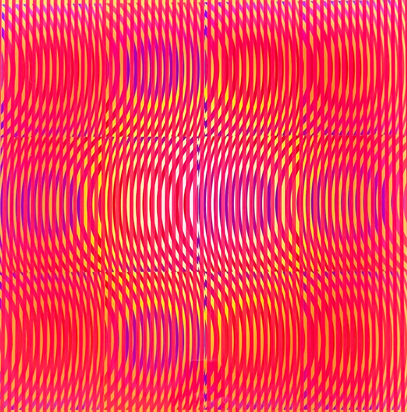 Alberto Biasi – Red Rain, 2022 – Mixed média