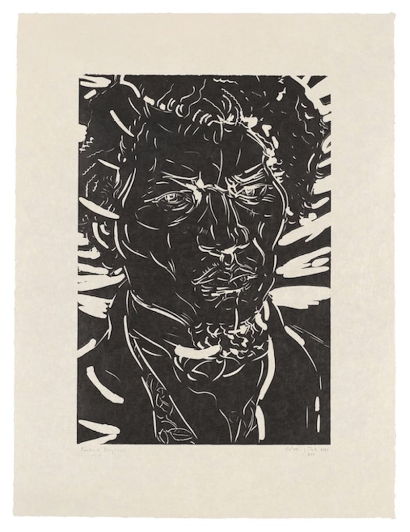 Elizabeth Peyton – Frederick Douglass, 2023 – Linocut