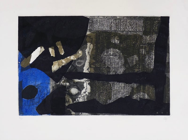 Antoni Clave – Ocre, noir et bleu, 1968 – Aguafuerte Antoni Clave – Ocre, noir et bleu, 1968 – Aguafuerte
