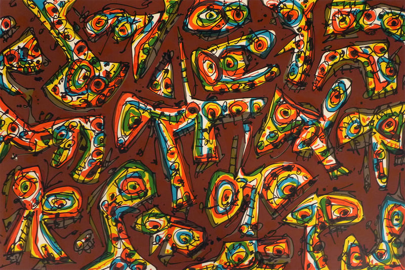 Antonio Saura – Serie Abierta (Vibrant Eyes and Abstract Shapes, 1989 – Lithographie Antonio Saura – Serie Abierta (Vibrant Eyes and Abstract Shapes, 1989 – Lithographie