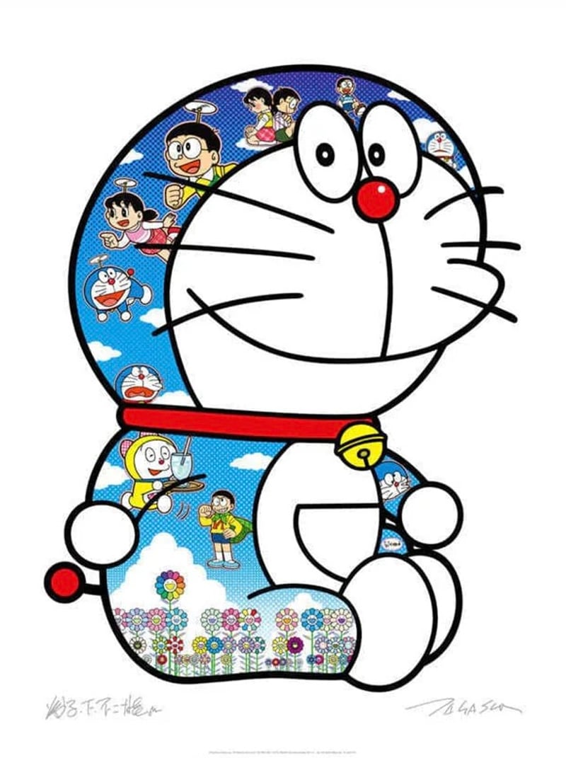 Takashi Murakami – Doraemon Sitting Up: A Pleasant Day Under The Blue Sky, 2020 – Offset Print