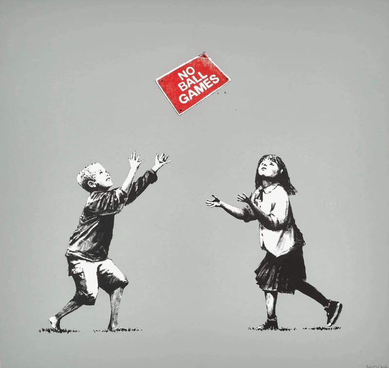 Banksy – No Ball Games - grey, 2009 – Sérigraphie (Screen-print) Banksy – No Ball Games - grey, 2009 – Sérigraphie (Screen-print)