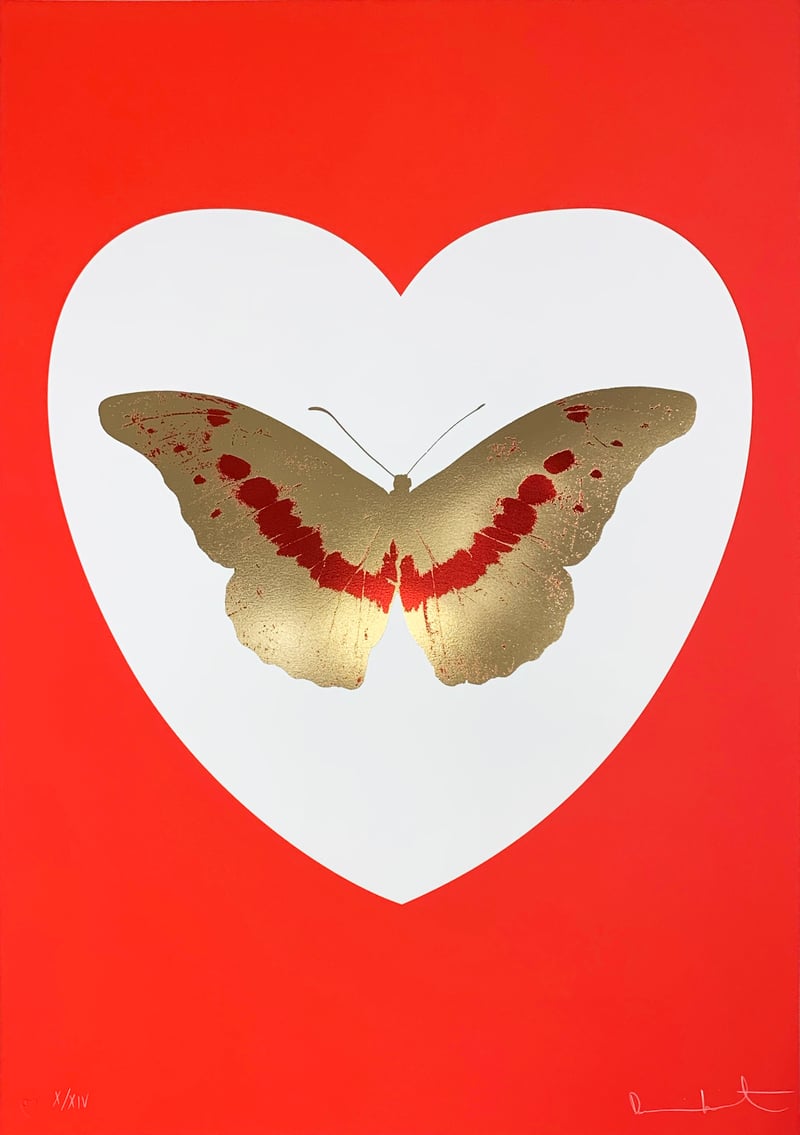 Damien Hirst – I Love You - White/Red/Cool Gold/ Poppy Red, 2015 – Técnica mixta