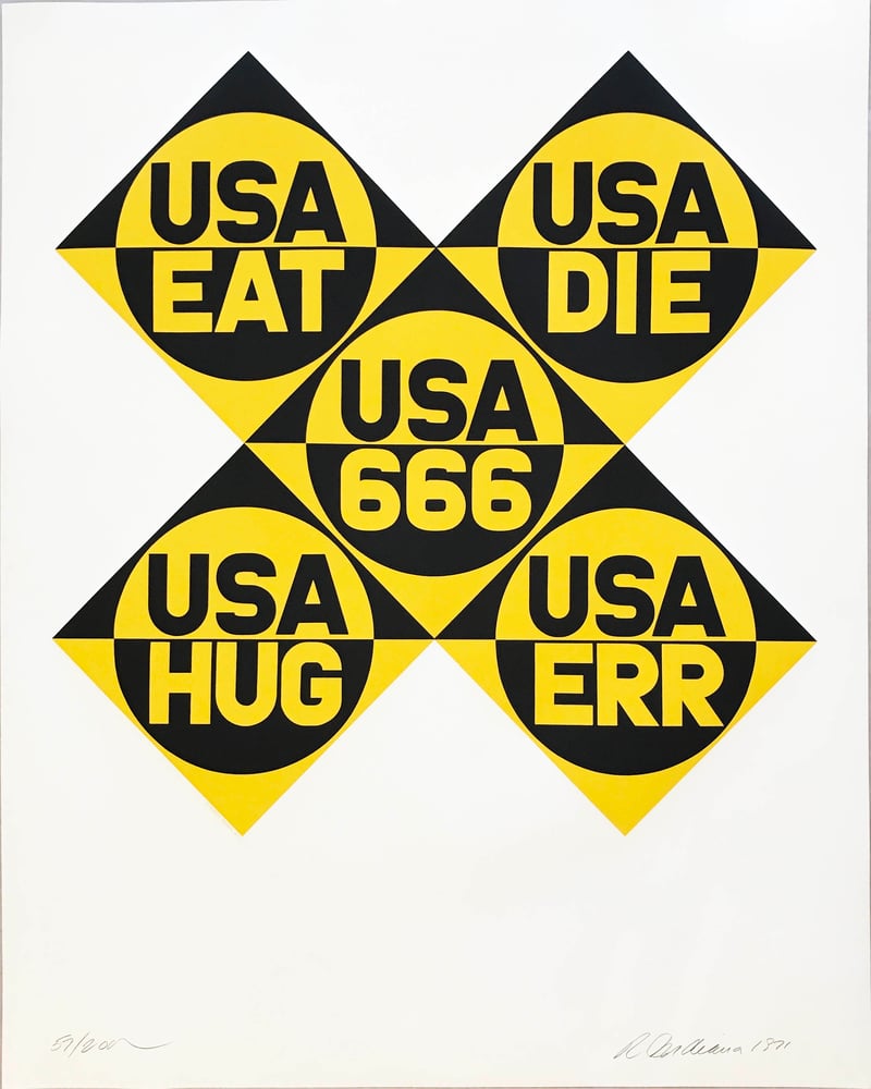 Indiana, Robert | Decade (USA 666), 1971 — available on Composition Gallery
