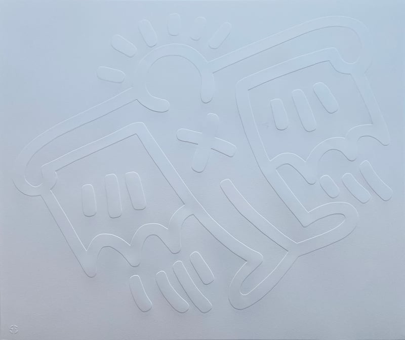 Keith Haring – White Icons (D) - X-Man, 1990 – Embossing