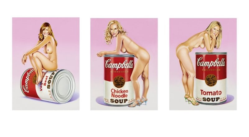 Mel Ramos – Campbell's Soup Girls (set of 3) – Técnica mixta Mel Ramos – Campbell's Soup Girls (set of 3) – Técnica mixta