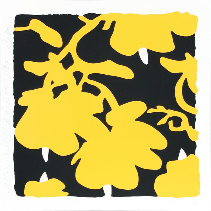 Donald Sultan – Lantern Flowers - Yellow/Black background, 2017 – Acuarela Donald Sultan – Lantern Flowers - Yellow/Black background, 2017 – Acuarela