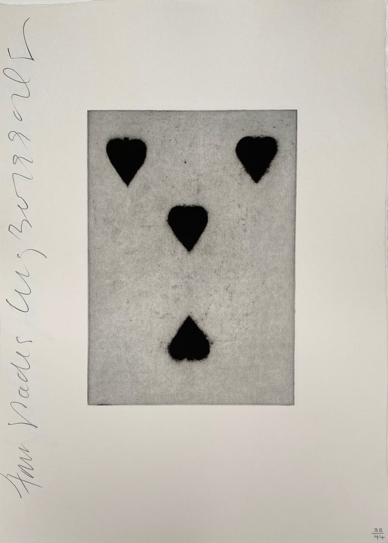 Donald Sultan – Playing Card (Four of Spades), 1990 – Aquatinte Donald Sultan – Playing Card (Four of Spades), 1990 – Aquatinte