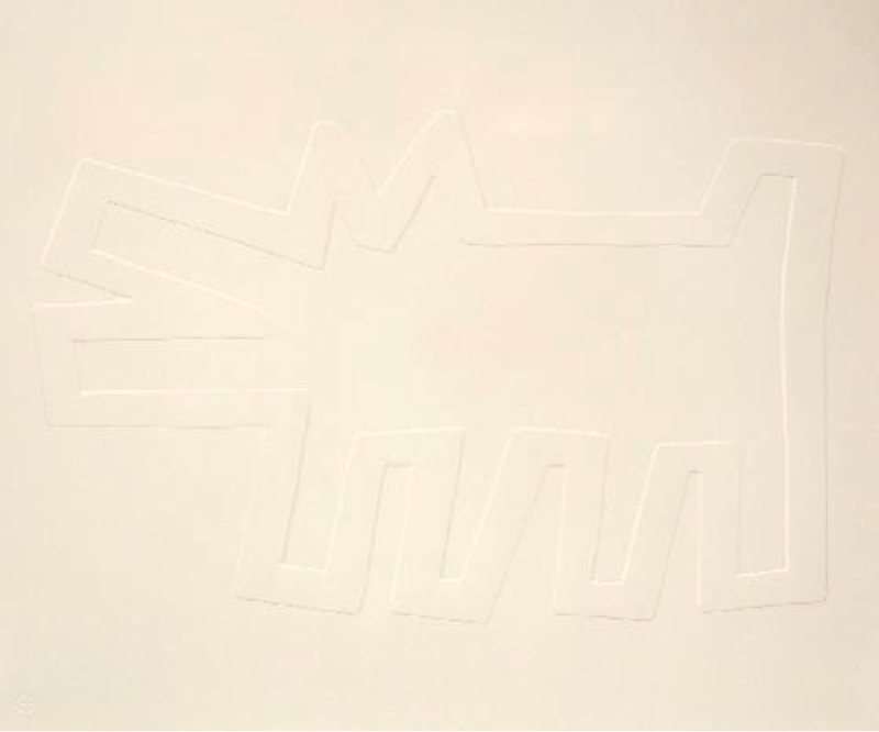 Keith Haring – Barking Dog (from White Icons), 1990 – Embossing