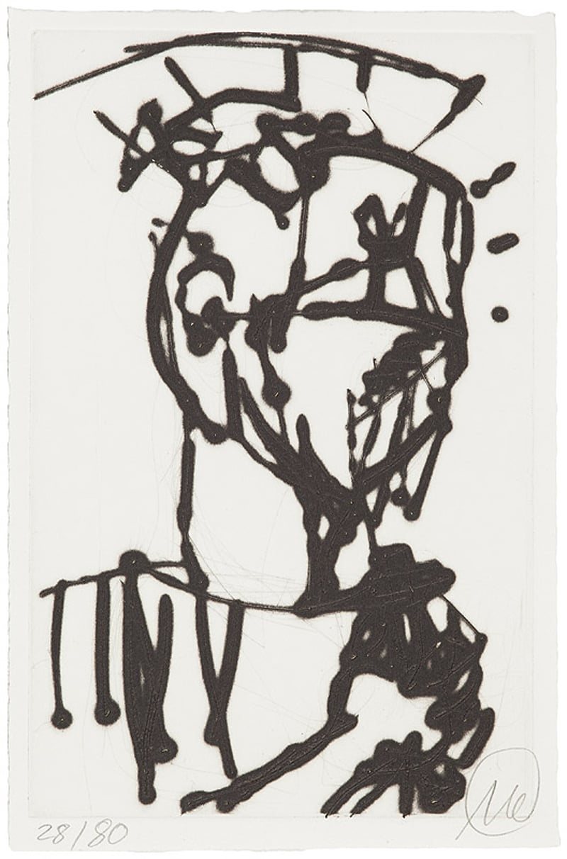 Markus Lupertz – Ohne Titel (portrait), 2008 – Punta Seca