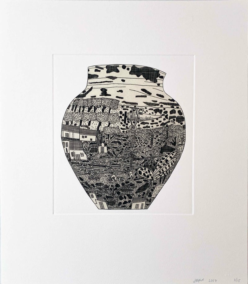 Jonas Wood – Untitled (2) from 8 Pots, 2017 – Ets