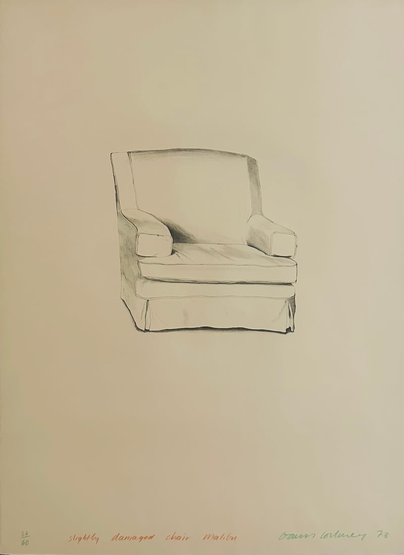 David Hockney – Slightly damaged chair, Malibu, 1973 – Lithographie