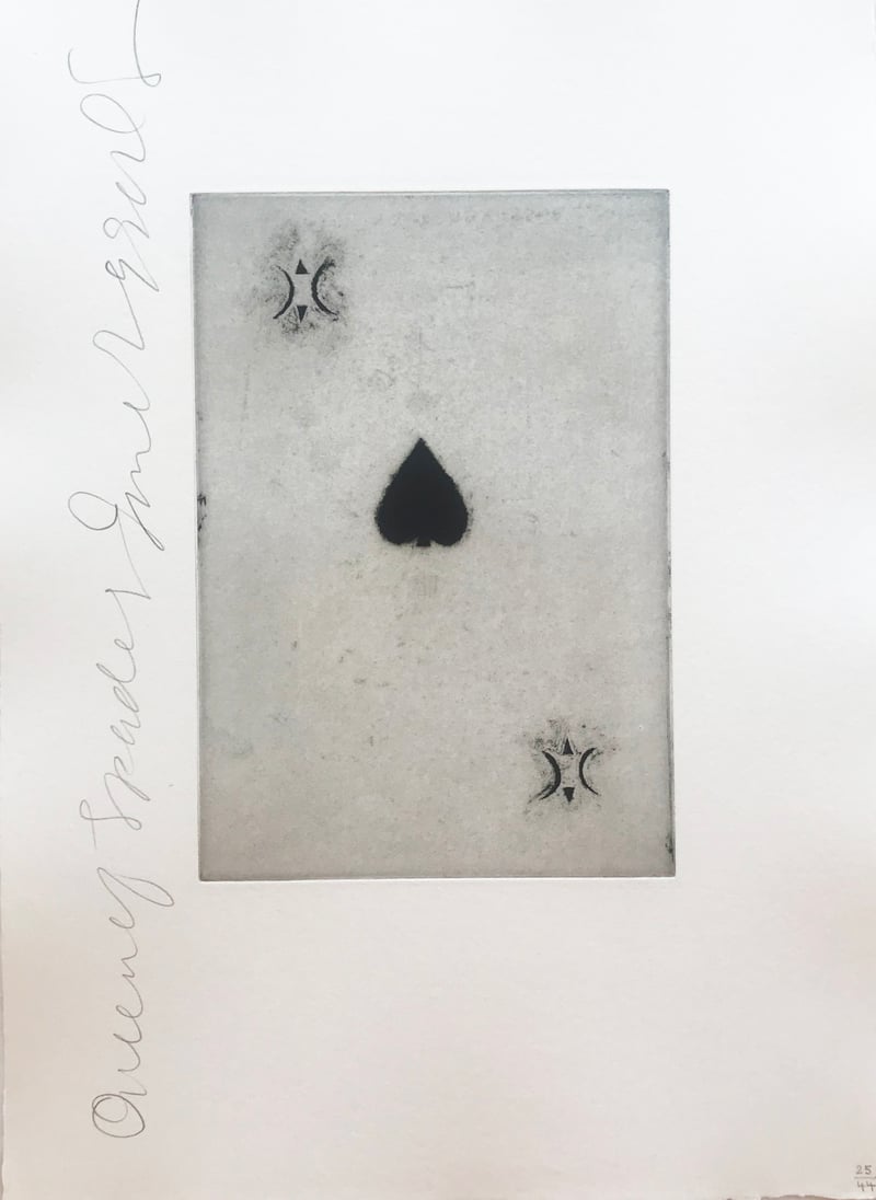 Donald Sultan – Playing Cards (Queen of Spades), 1990 – Aquatint Donald Sultan – Playing Cards (Queen of Spades), 1990 – Aquatint