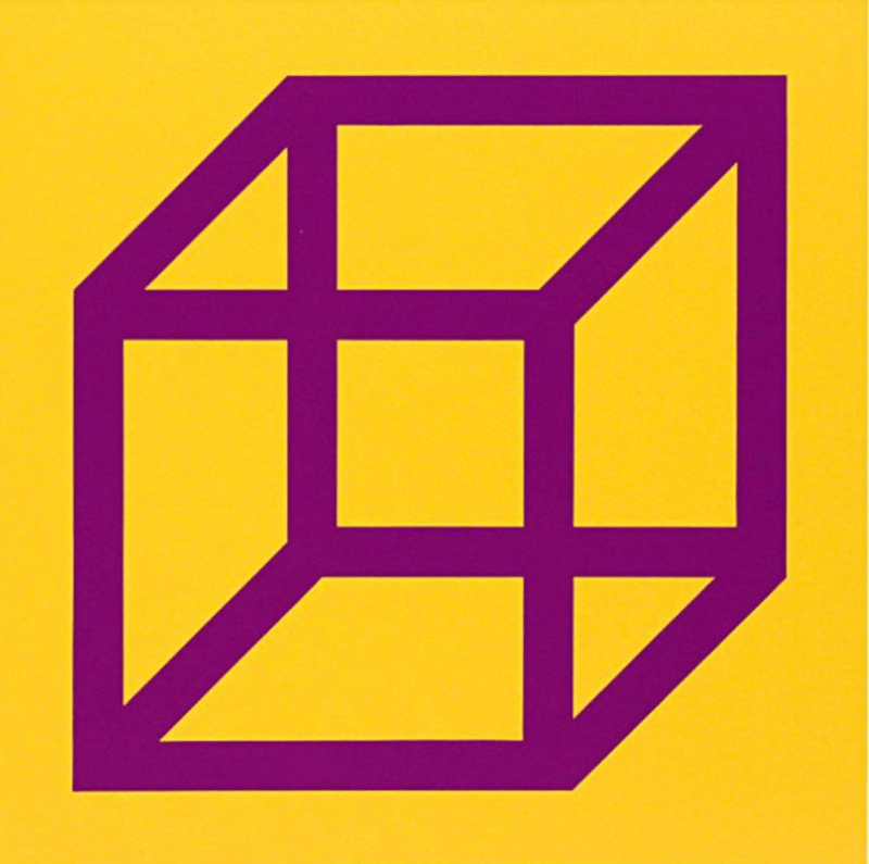 Sol LeWitt – Cubes in Color on Color (Yellow/Purple), 2003 – Linocut