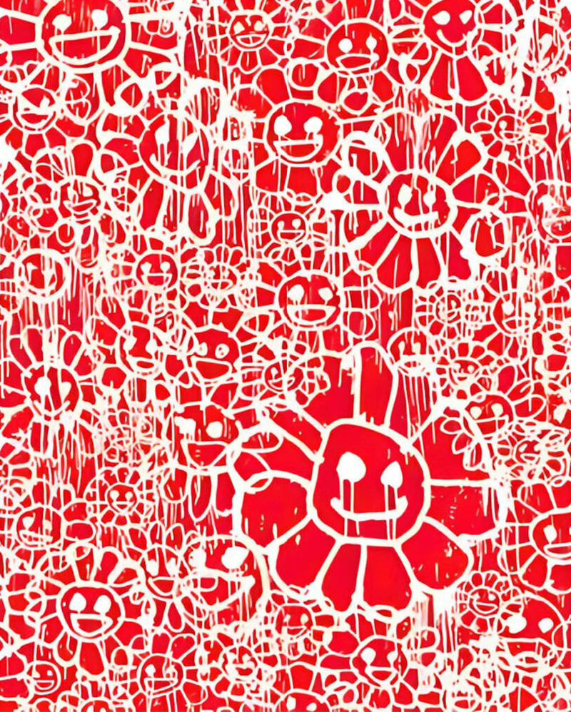 Takashi Murakami – Madsaki Flowers B Red, 2017 – Zeefdruk Takashi Murakami – Madsaki Flowers B Red, 2017 – Zeefdruk