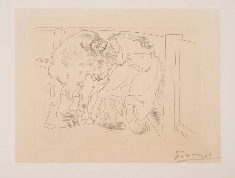 Pablo Picasso – Taureau et Cheval, 1927 – Etching Pablo Picasso – Taureau et Cheval, 1927 – Etching