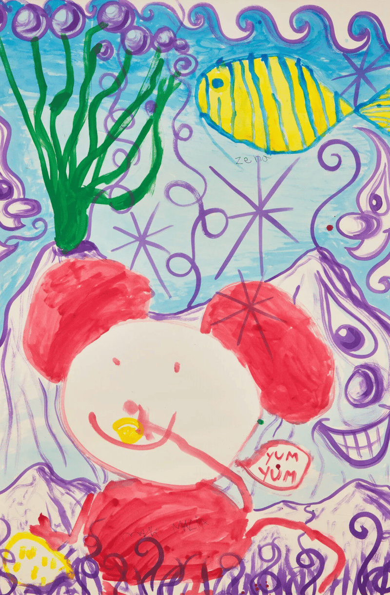 Kenny Scharf – Mouse Eats Cheese Underwater, 1993 – Gemengde techniek.