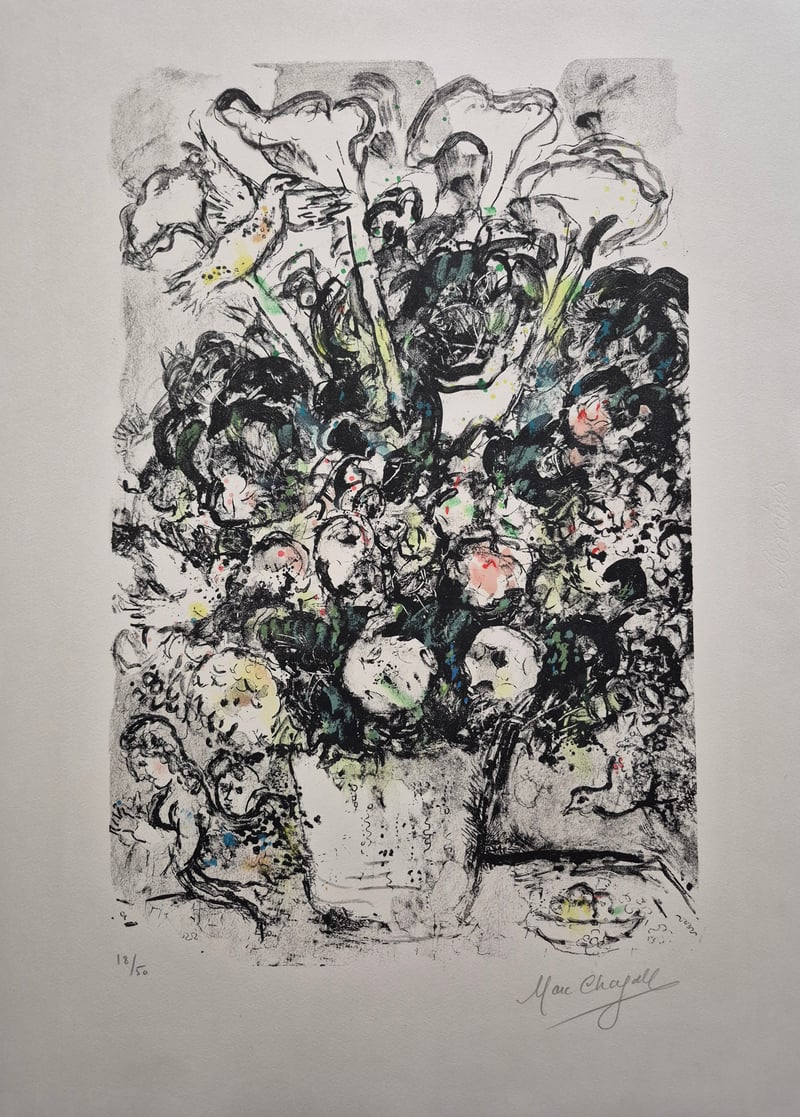 Marc Chagall – Le Bouquet Blanc, 1969 – Litografía