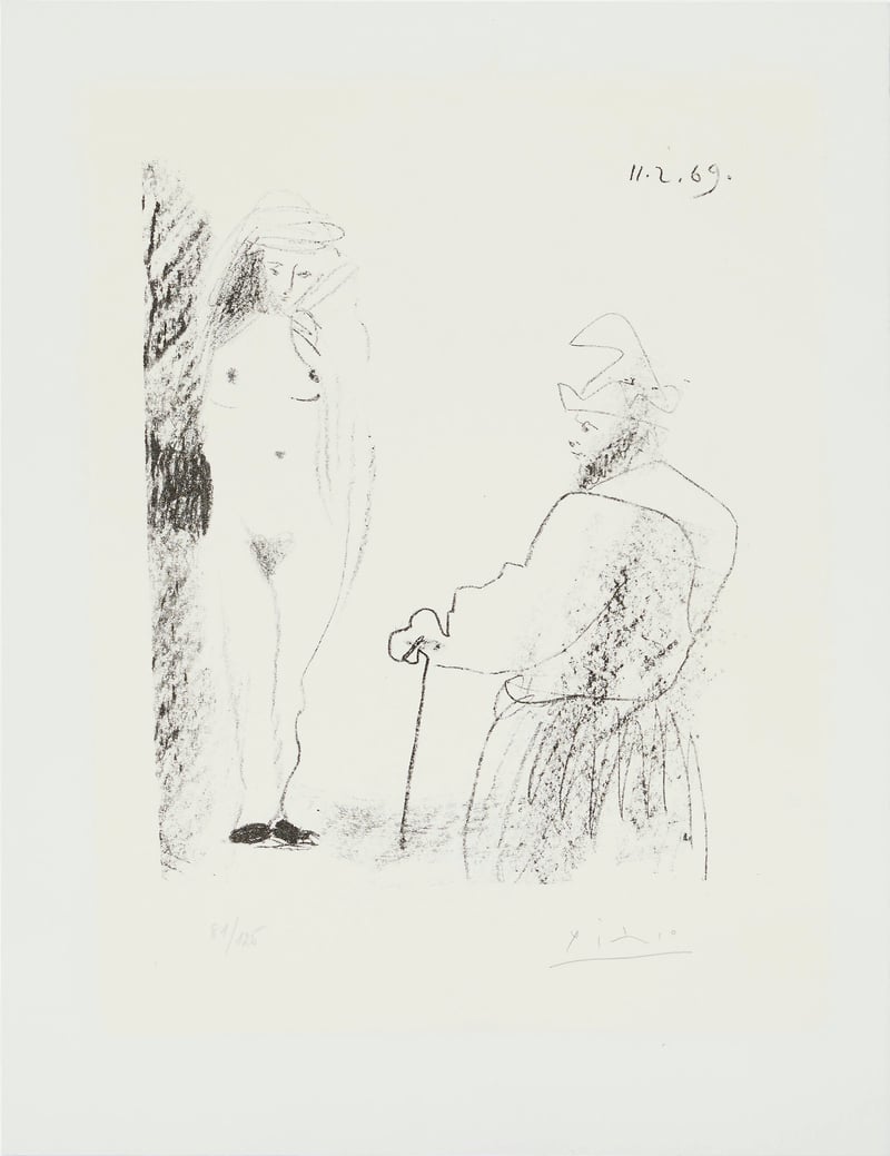 Pablo Picasso – Femme Nue et Homme à la Canne, 1969 – Lithographie Pablo Picasso – Femme Nue et Homme à la Canne, 1969 – Lithographie