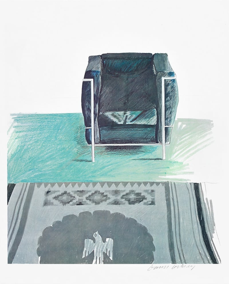 David Hockney – Corbusier Chair and Rug, 1969 – Offset Print David Hockney – Corbusier Chair and Rug, 1969 – Offset Print