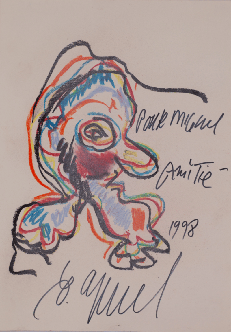 Karel Appel – Untitled (Colorful Figure), 1998 – Pastell