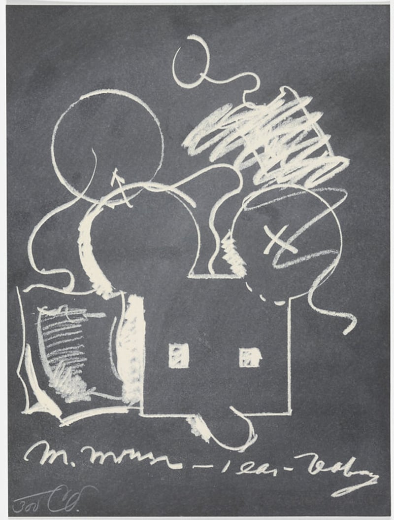Claes Oldenburg – M.Mouse (with) 1 Ear (equals) Tea Bag Blackboard Version, 1973 – Técnica mixta Claes Oldenburg – M.Mouse (with) 1 Ear (equals) Tea Bag Blackboard Version, 1973 – Técnica mixta