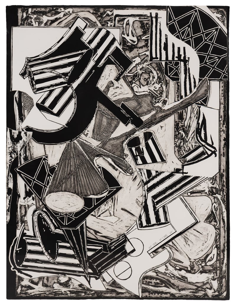Frank Stella – La penna di hu (black and white), 1988 – Mixed média Frank Stella – La penna di hu (black and white), 1988 – Mixed média