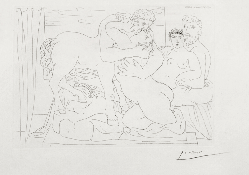 Pablo Picasso – Sculptor Reclining Before Centaur and Woman, 1933 – Radierung Pablo Picasso – Sculptor Reclining Before Centaur and Woman, 1933 – Radierung