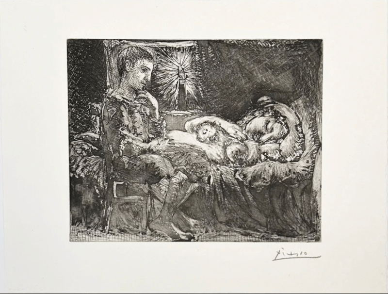 Pablo Picasso – Boy and Sleeping Girl with Candle, 1934 – Mixed Media Pablo Picasso – Boy and Sleeping Girl with Candle, 1934 – Mixed Media