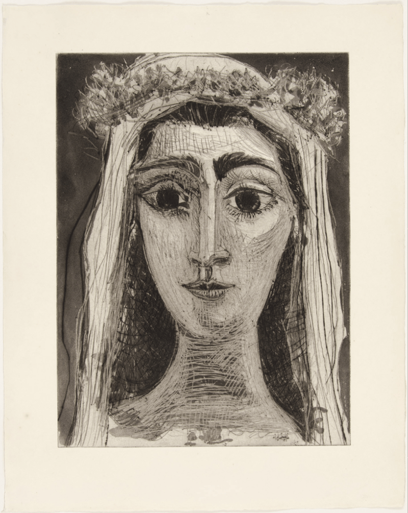 Pablo Picasso – The Face of Jacaueline, 1961 – Mischtechnik Pablo Picasso – The Face of Jacaueline, 1961 – Mischtechnik
