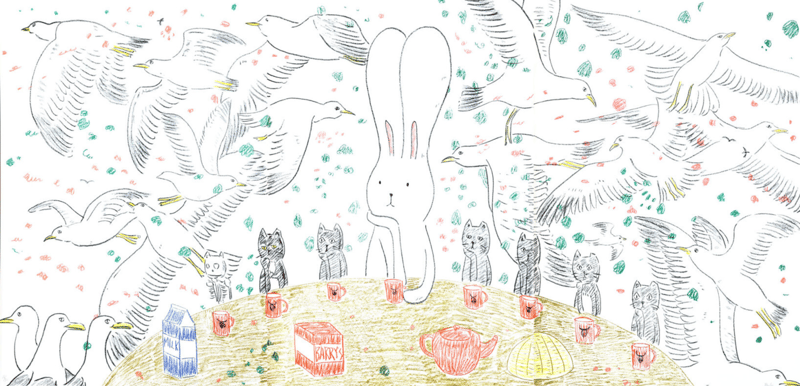Atsushi Kaga – Usacchi con gaviotas, 2023 – Lithograph Atsushi Kaga – Usacchi con gaviotas, 2023 – Lithograph