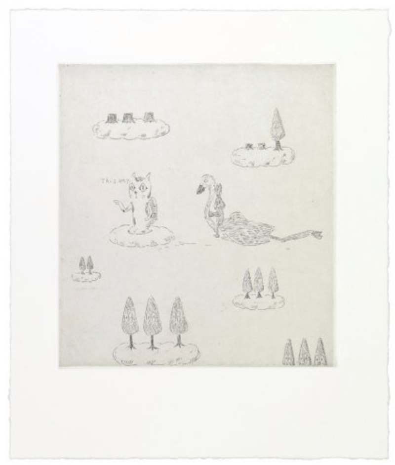 Atsushi Kaga – This way cat leads Robert, 2014 – Etching