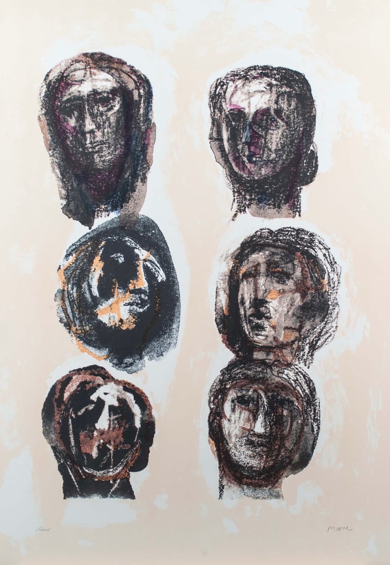 Henry Moore – Six Heads Olympians, 1982 – Lithografie